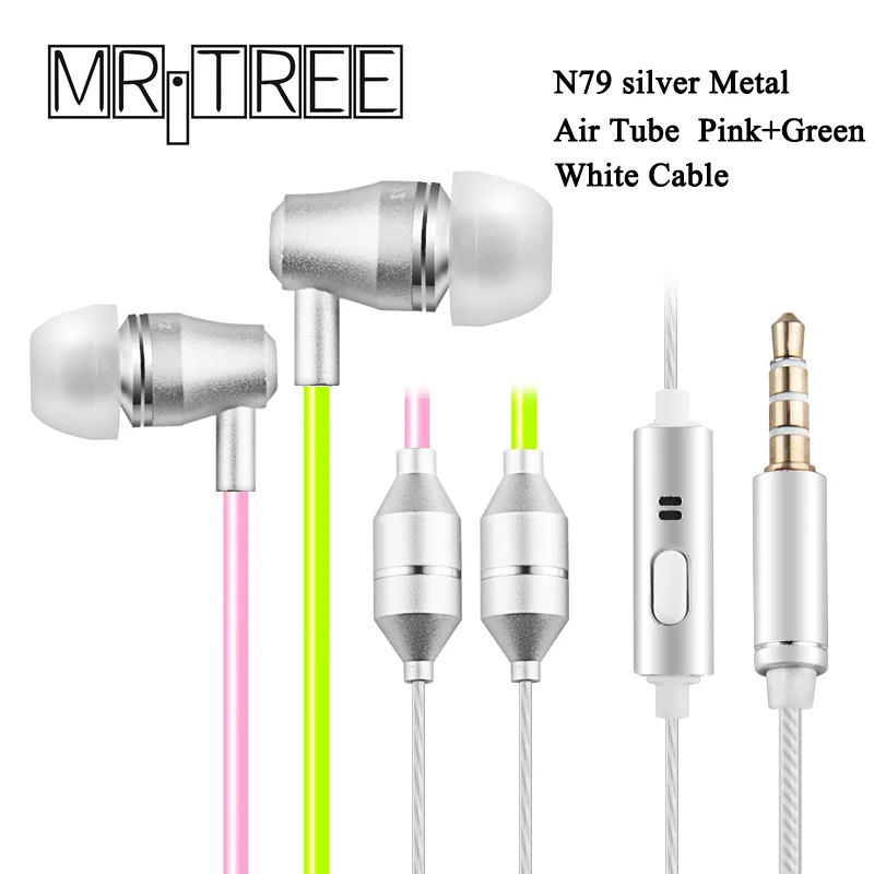 

Top custom Anti-radiation earphones mix colors Air Tube In-ear Earbuds Stereo Music Noise Reduction Metal Headset for iphone