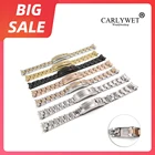 CARLYWET 21 мм Черный твердый изогнутый конец винтовые звенья скользящая застежка стальной ремешок для часов браслет для устричного стиля Rolex Submariner