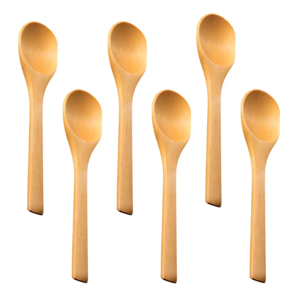 

6pcs Kitchen Seasoning Wooden Spoons Condiments Scoop Small Teaspoon Honey Coffee Spoon