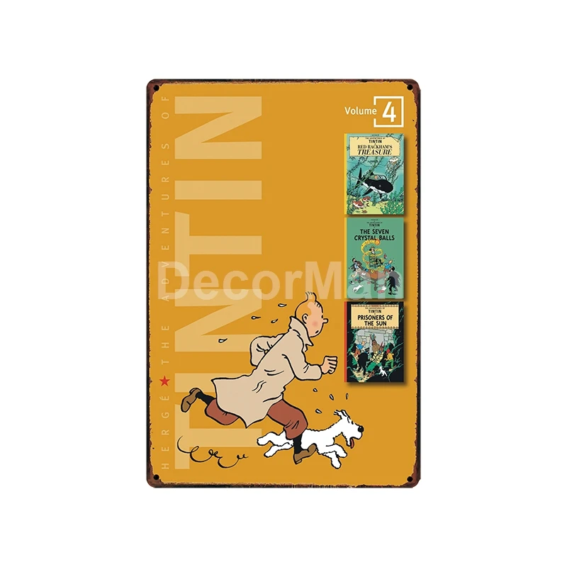 [DecorMan] TINTIN adventures мультфильм жестяная вывеска на заказ росписи картины Бар Декор LT-1828 - Цвет: sa-6342
