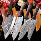Кованый нож, японский резец с полной рукояткой из стали, для кухни, шеф-повара, резак, мясницкие ножи, чехлы