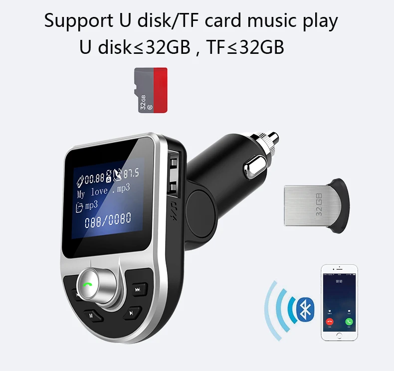 JINSERTA Handsfree автомобильный Bluetooth fm-передатчик модулятор AUX вход/выход воспроизведение музыки 3.1A двойной USB зарядное устройство с TF/U диск Play