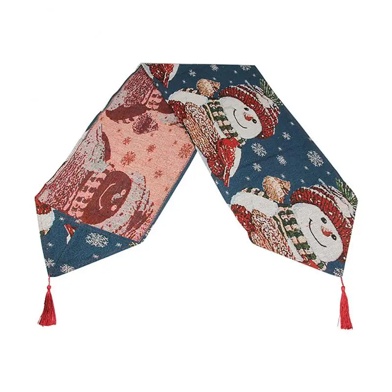 

Рождественские украшения Instagram ветер Рождество полиэстер хлопок Печатный настольный флаг Рождественский Снеговик настольная дорожка 1,8 м ...