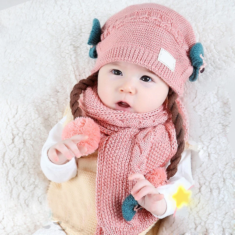 Одежда для мамы и ребенка аксессуары шапки вязаные зимние теплые шарф маленьких