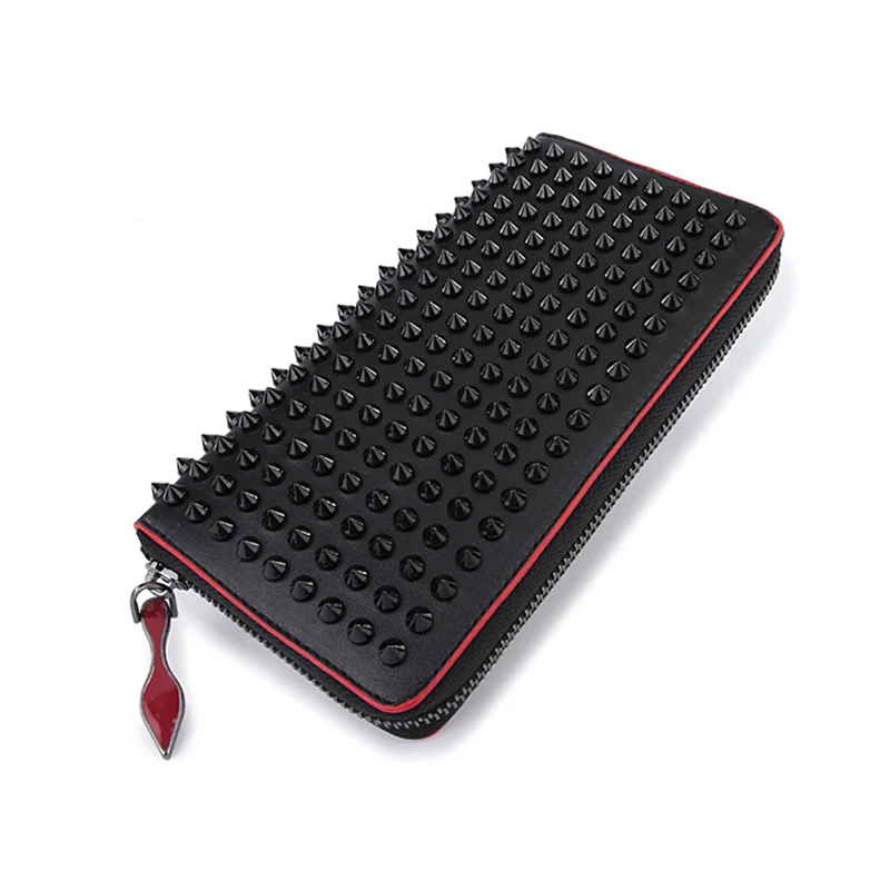 Держатель для карт из натуральной кожи с заклепками модный длинный кошелек клатч