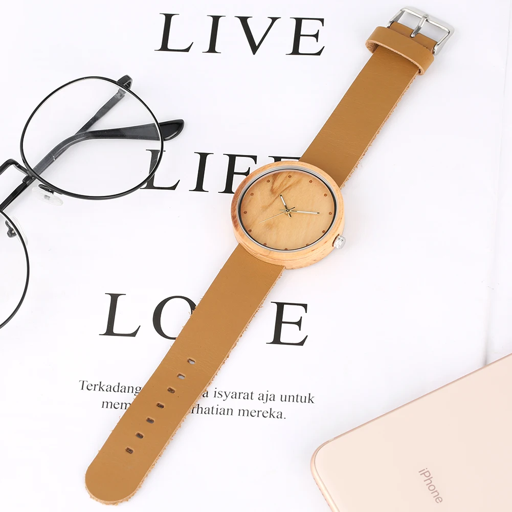 Модные наручные часы из натурального дерева с большим циферблатом пара часов