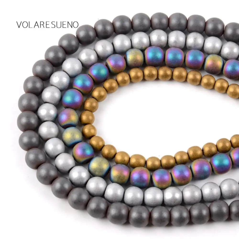 Dull Polished Faceted Matte Multicolor Hematite Natural Round Loose Beads 15”Pick 4-10m Spacer For Bracelet Jewelry Making | Украшения и