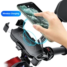 IP66 Waterproof Motorcycle Phone Holder with 15W Wireless charging QC3.0 USB charger Moto handlebar Review Phone support Mount