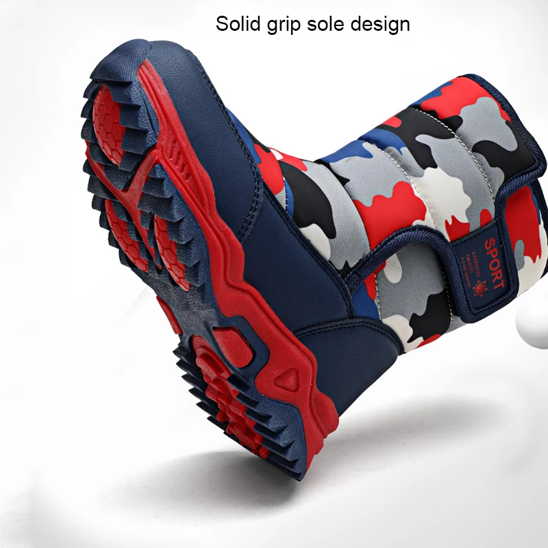 XZVZ-Botas de nieve gruesas para ni&ntilde;os, zapatos antideslizantes impermeables para mantener el calor, c&oacute;modos, cortos, Invierno-4