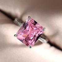 2021 new pink zzircon open rings for women fashion classic simple square stone adjustable ring wedding party jewelry wholesale