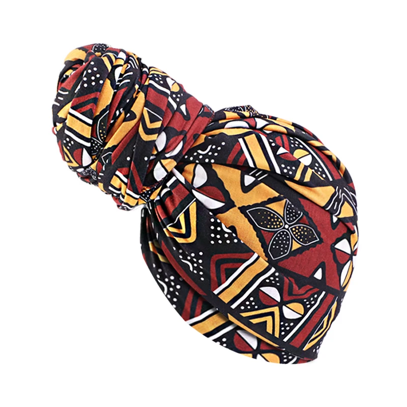 

African Printed Turban Big Flower Ankara Dashiki Women Party Wedding Headwear Bandana Muslim Hijab Long Turban Hair Accessories
