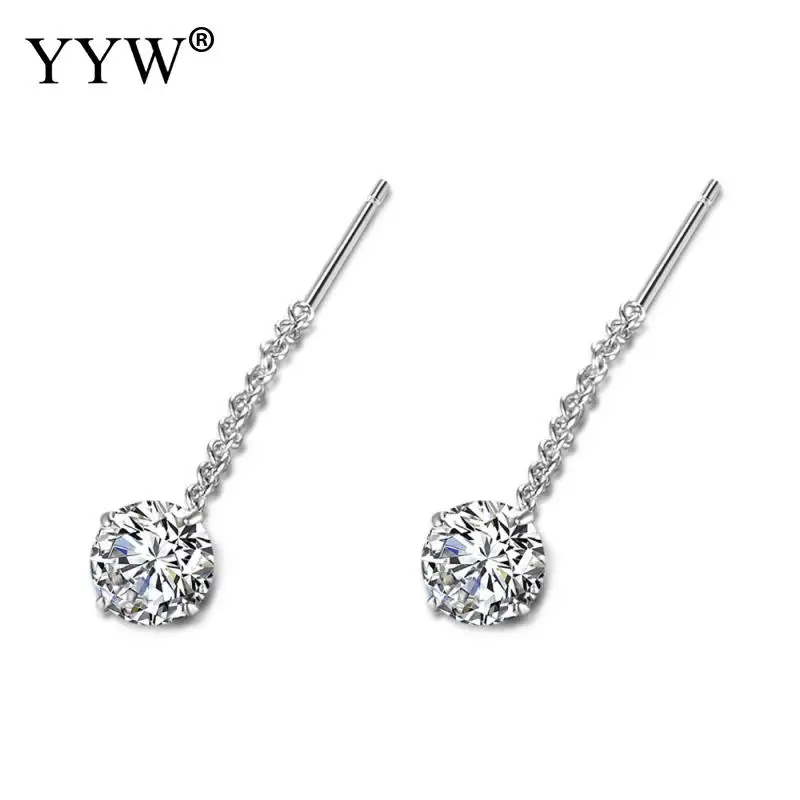 Luxury 925 Sterling Silver Thread Through Women Drop Earrings European Style Ladies Exquisite Hanging Dangle Brinco | Украшения и