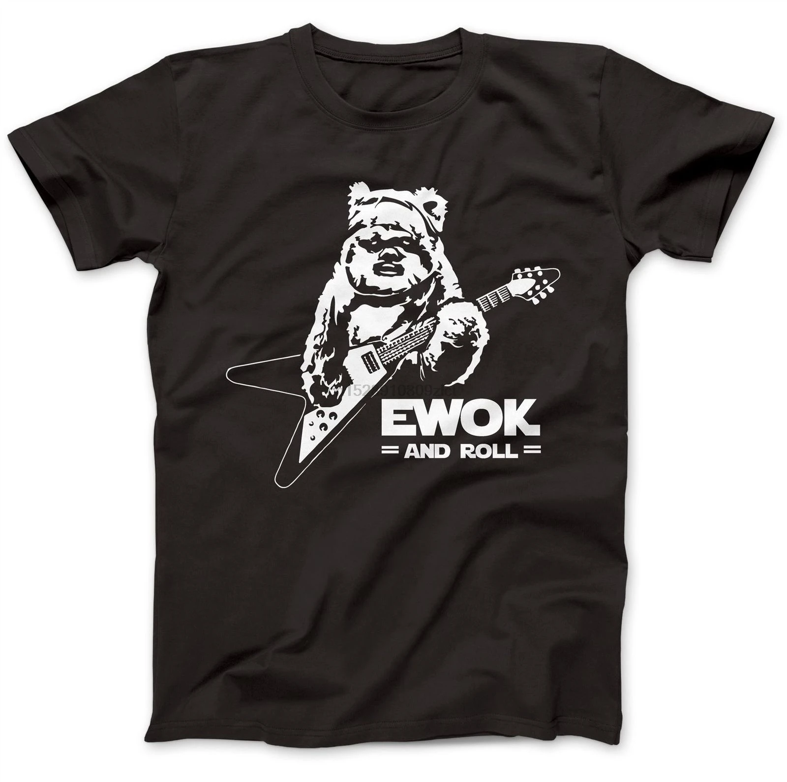 Забавная футболка Ewok and Roll Guitar 100% хлопок премиум-класса подарок Звездный принт