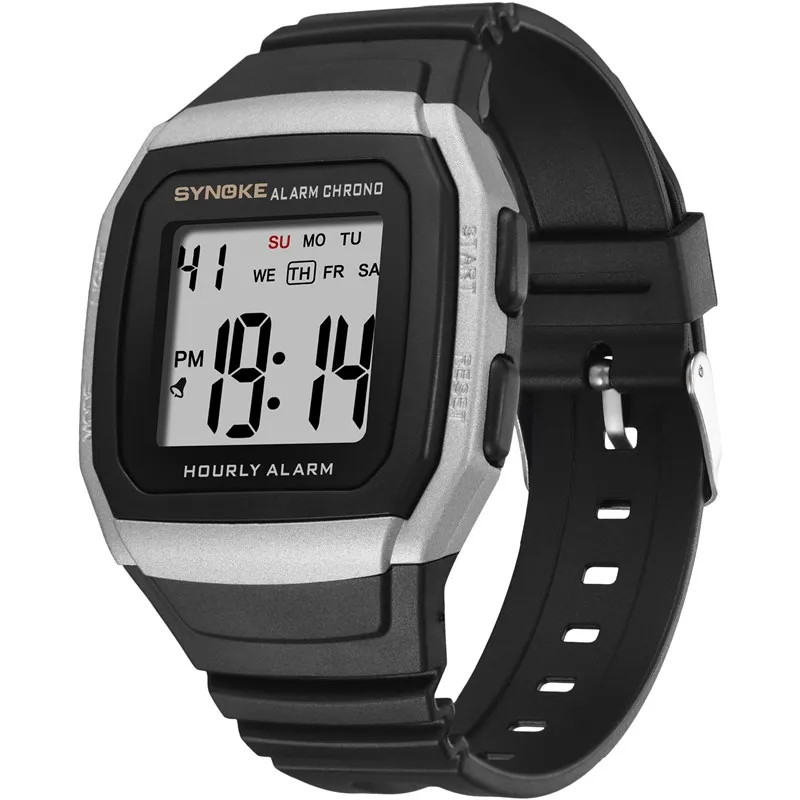 Silver Мужские часы Relogio Masculino, многофункциональные спортивные электронные часы для мужчин, водонепроницаемые женские квадратные брендовые роскошные часы - Цвет: Silver