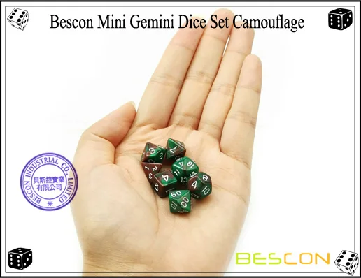 Bescon мини двухцветные многогранные игральные кости, набор 10 мм, маленькие кости набор D4-D20 в трубке, 6 новых разных цветов 42 шт
