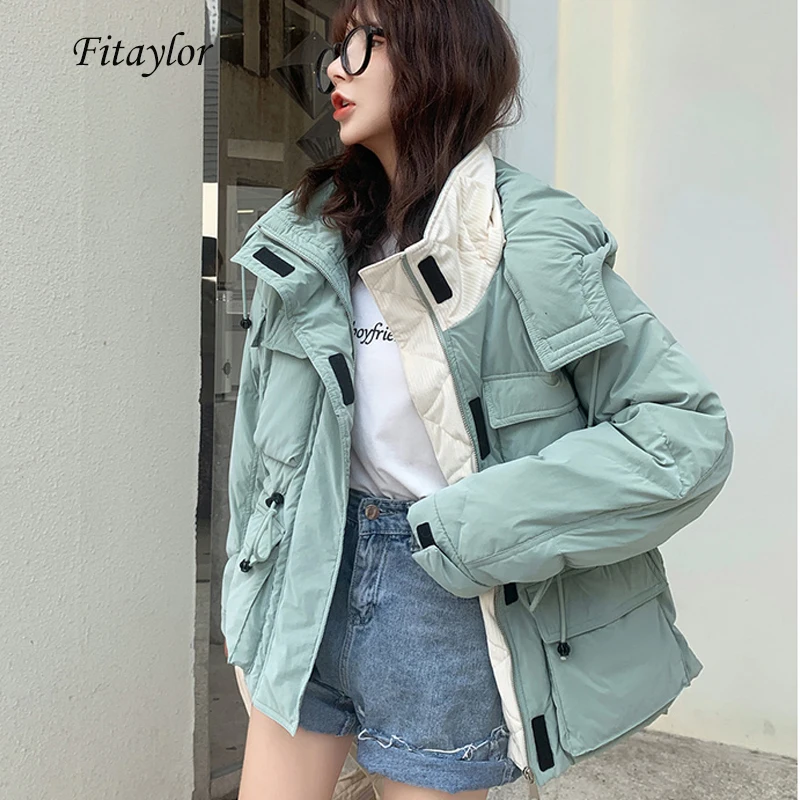 Fitaylor зимняя парка с капюшоном 90% белый утиный пух женская шапка съемный пуховик