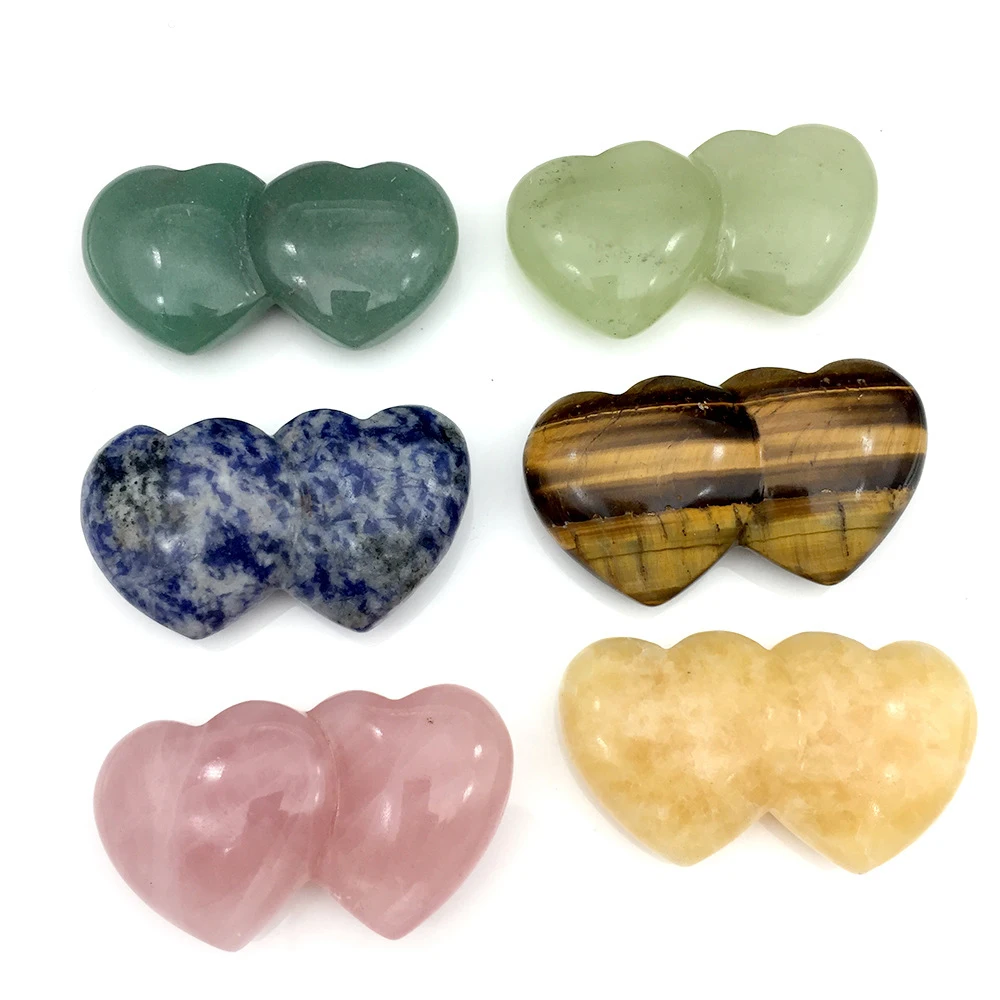 

1 Pair Natural Quartz Crystal Heart Rose Quartz Heart Love Pecket Puffy Heart Chakra Healing Crystal Stone Handmade DIY Jewelry