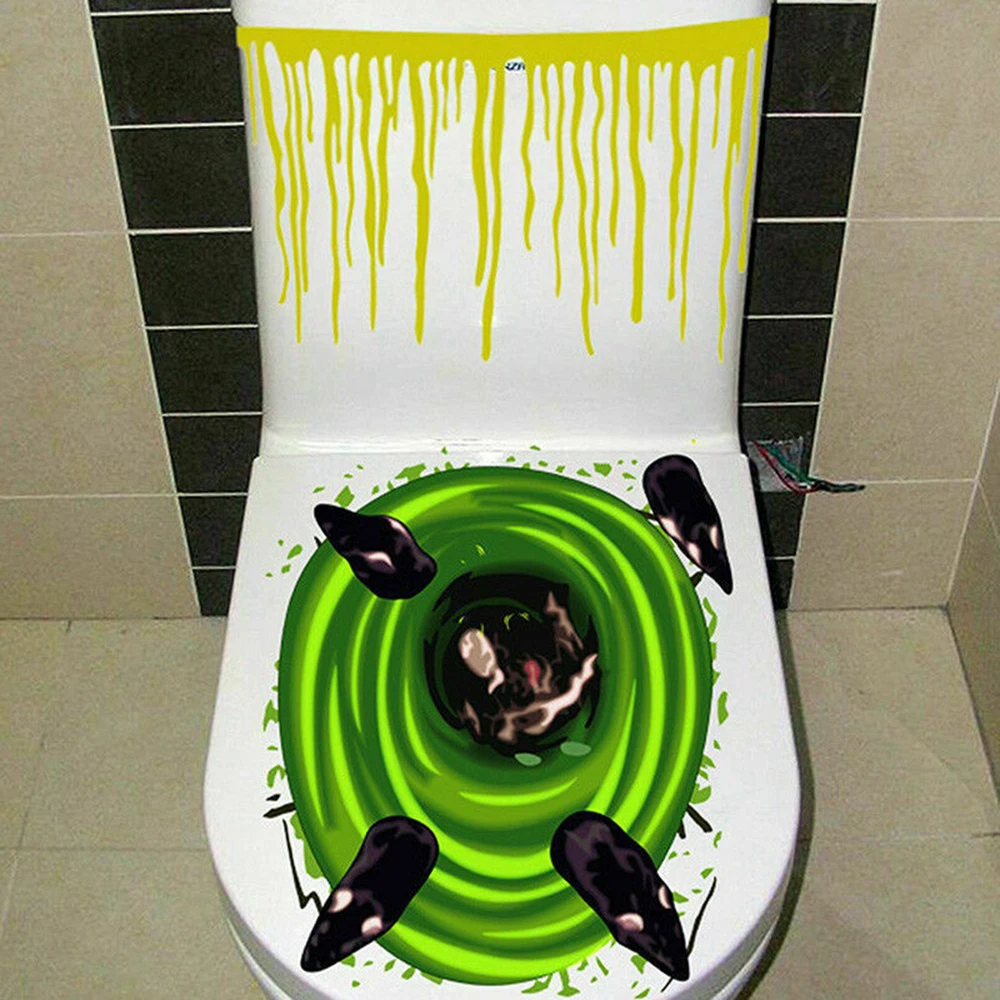 Страшные маски для вечеринки в честь празднования Хеллоуина наклейка на унитаз