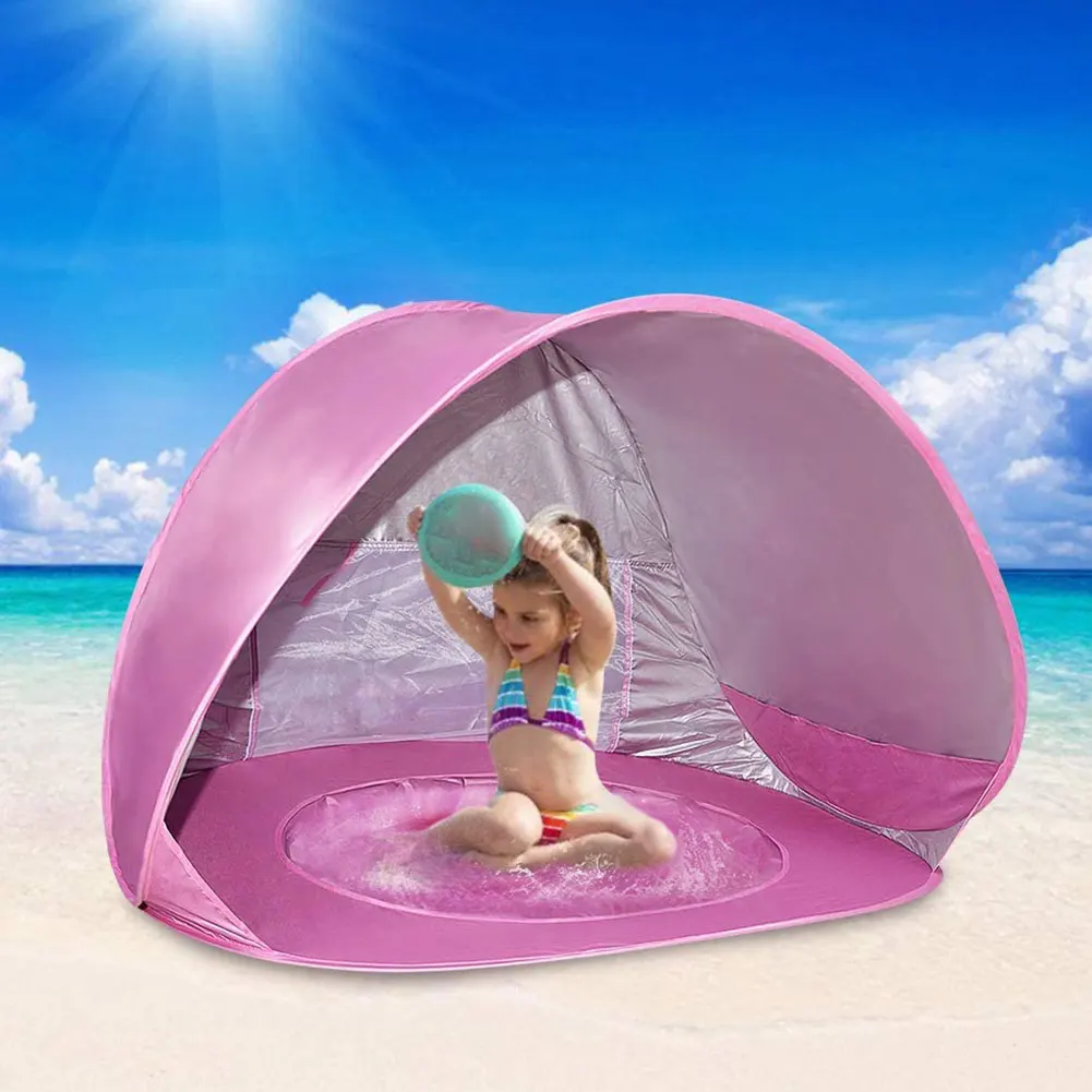 

Baby Beach Tent Children Waterproof Pop Up Sun Awning Tent UV-Protecting Sunshelter With Pool Kid Outdoor Camping Sunshade Beach