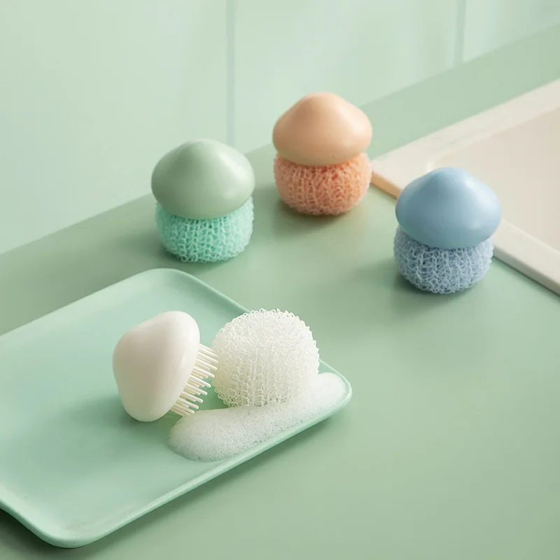 

Nano Cleaning Ball Kitchen Household Cleaning Brush Handle Wire Steel Ball Washing Dishes Decontamination Pot Protection Brush