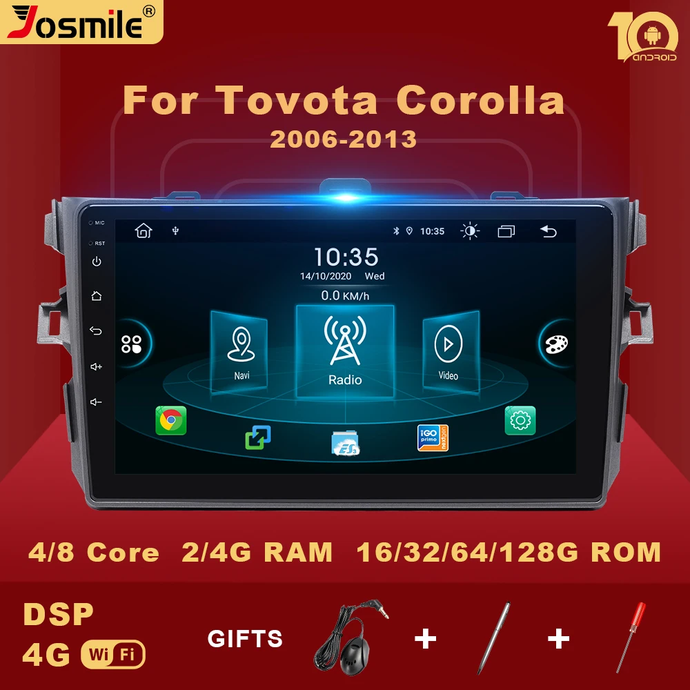 

2 Din Android 10.0 Car Multimedia Player For Toyota Corolla E140/150 2007 2008 2009 2010 2011 2012 2013 2014 2015 2016 Radio DSP