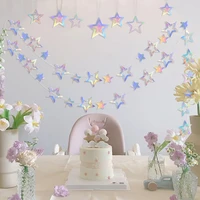 1 set star string banners iridescent twinkle paper garland for wedding birthday party home hanging decoration baby shower favors