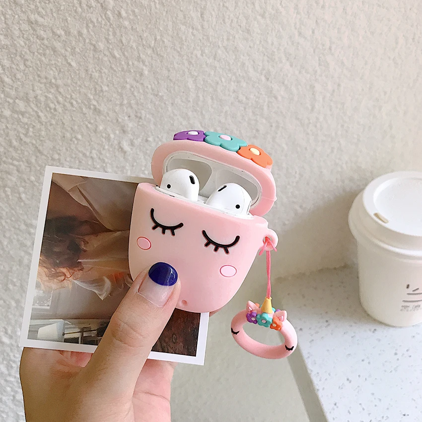 GOOYIYO-для Airpods 1 2 силиконовый чехол с единорогом Мультяшные наушники зарядным