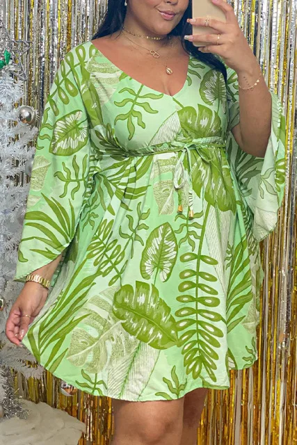 

Summer new style 2021V-neck plus size dress women's spot
