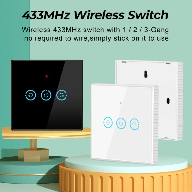 

Wifi Smart Wall Light Switch Glass Touch Panel Smart Touch Remote Control Panel 1/2/3 Gang Wiring-free Radio Frequency Switch