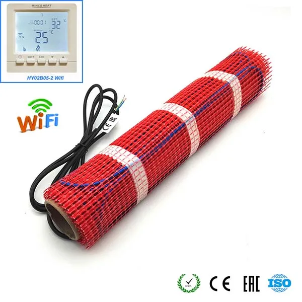 With HY02B05-2 Wi-Fi Minco Heat 20 м x 50 см электрическая напольная плитка с подогревом, Wi-Fi термостат для подогрева пола теплая подстилка - Цвет: With HY02B05-2 Wi-Fi