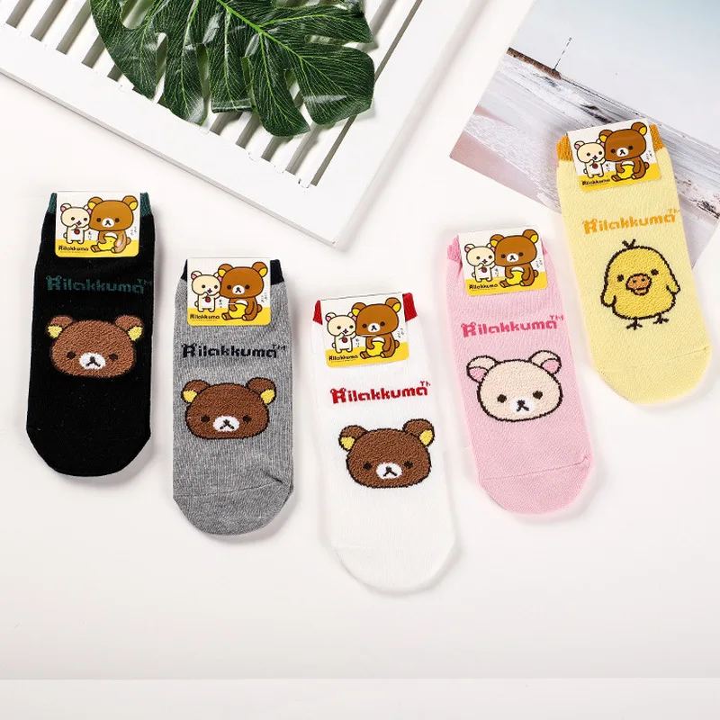 Мультяшные носки Rilakkuma с принтом милые Веселые женские хлопковые впитывающие пот