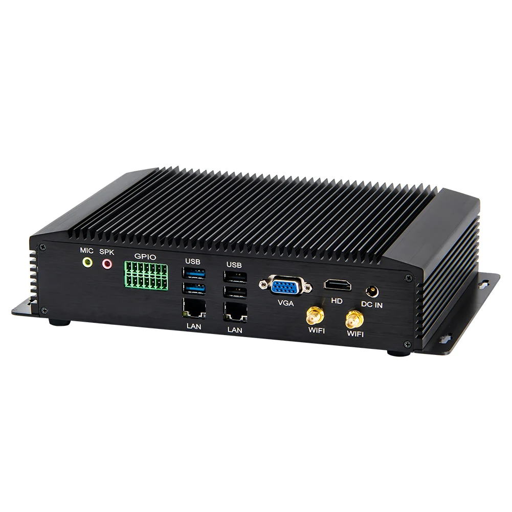Verkauf HUNSN Industrielle PC,Fanless Mini Computer, IPC,Intel Core I5 4200U, Windows 10 Pro/Linux,MA05I,WiFi/2LAN/GPIO/6COM RS232 422 485