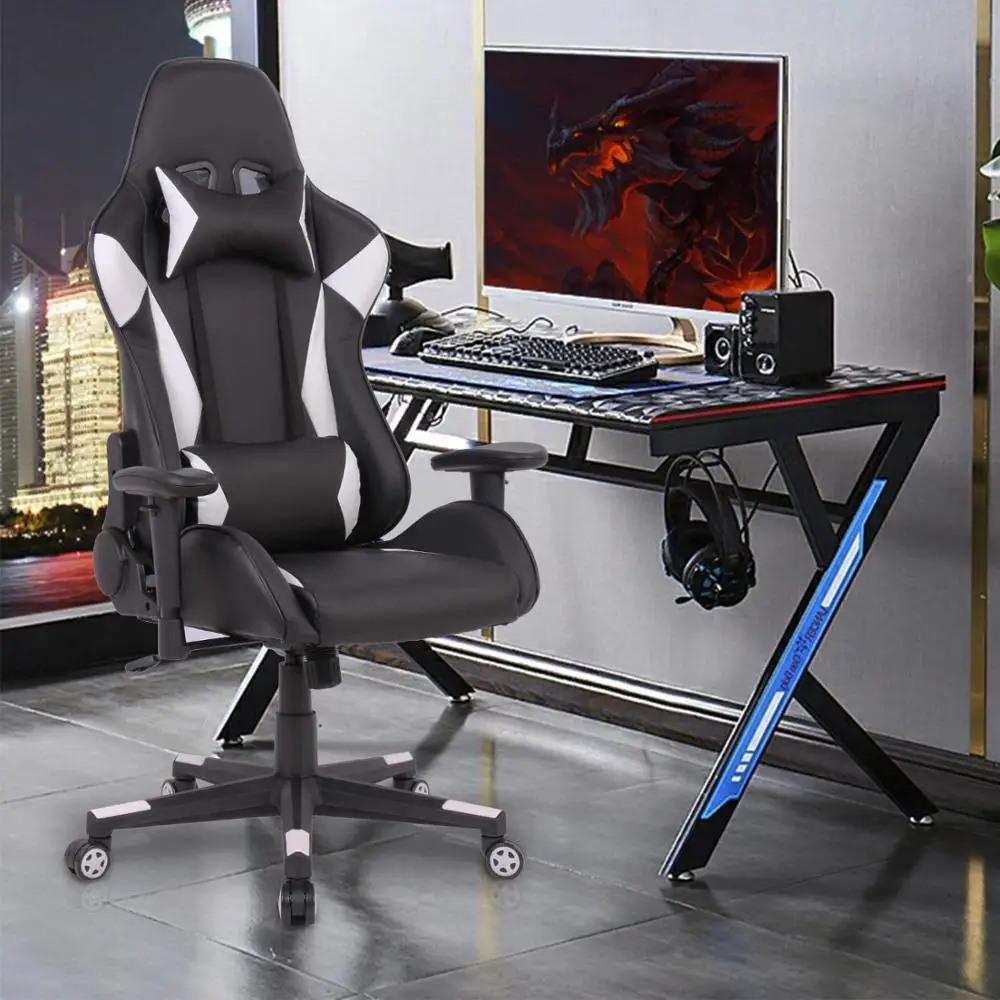 

Игровое кресло с высокой спинкой, Регулируемый поворотный эргономичный офисный стул с подголовником и поддержкой поясницы