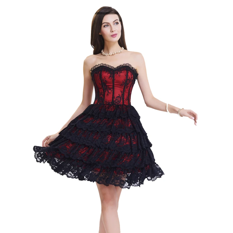 Корсет с платьем стимпанк готический корсет для женщин похудения Сексуальная