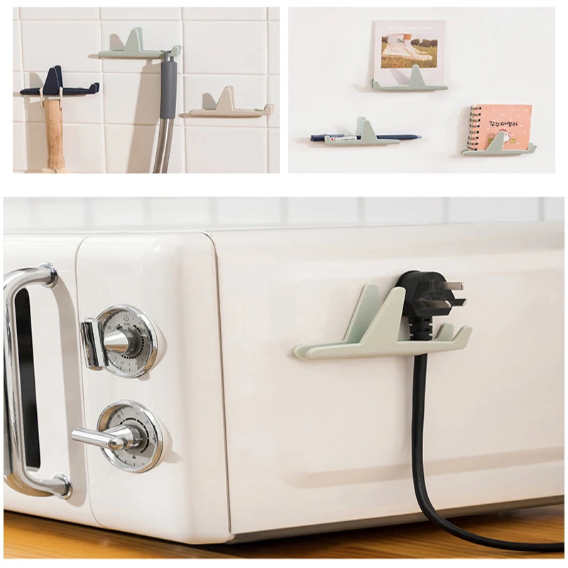 2pcs Plug Hook Fixer Punch-Free Power Wall Hooks Mini Flying Cord Storage Hanger Strong Household Organizer | Дом и сад