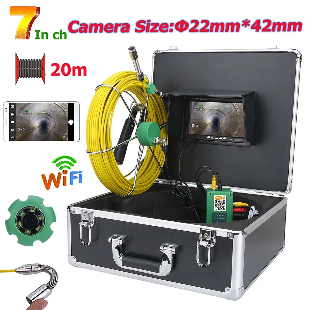7 дюймов 30 м/50 м 1080P HD wifi 22 мм объектив камеры сливной канализационный трубопровод