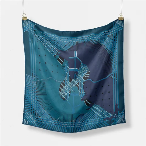 Женский шелковый шарф с принтом «Двойная лошадь», 53 см