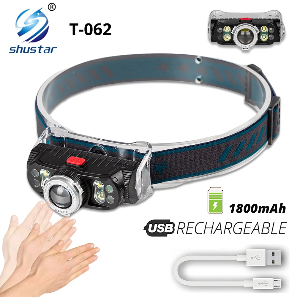 Супер яркий Перезаряжаемый светодиодный налобный фонарь супер 7 лампочек