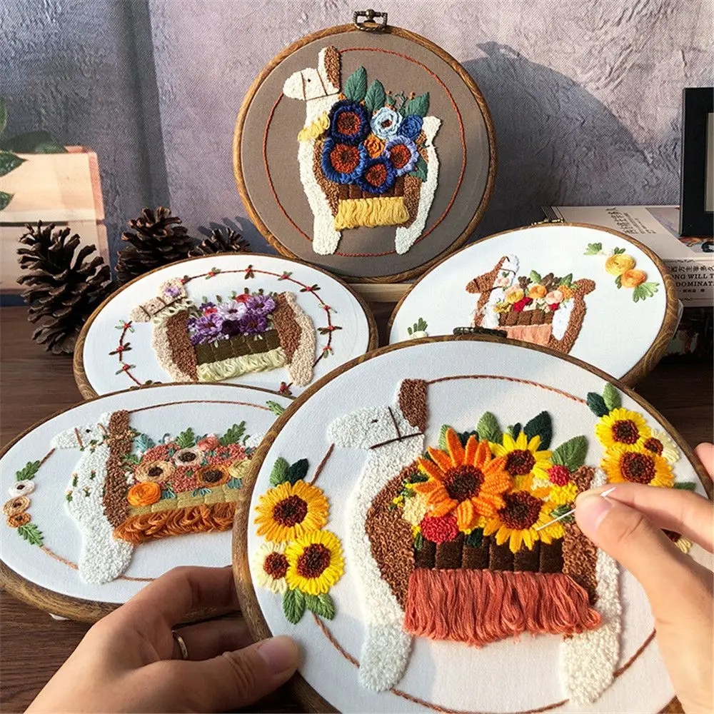 

Fashion Multi-Color DIY Home Decoration Painting House Alpaca Embroidery Cross Stitch Embroidery Starter Kit