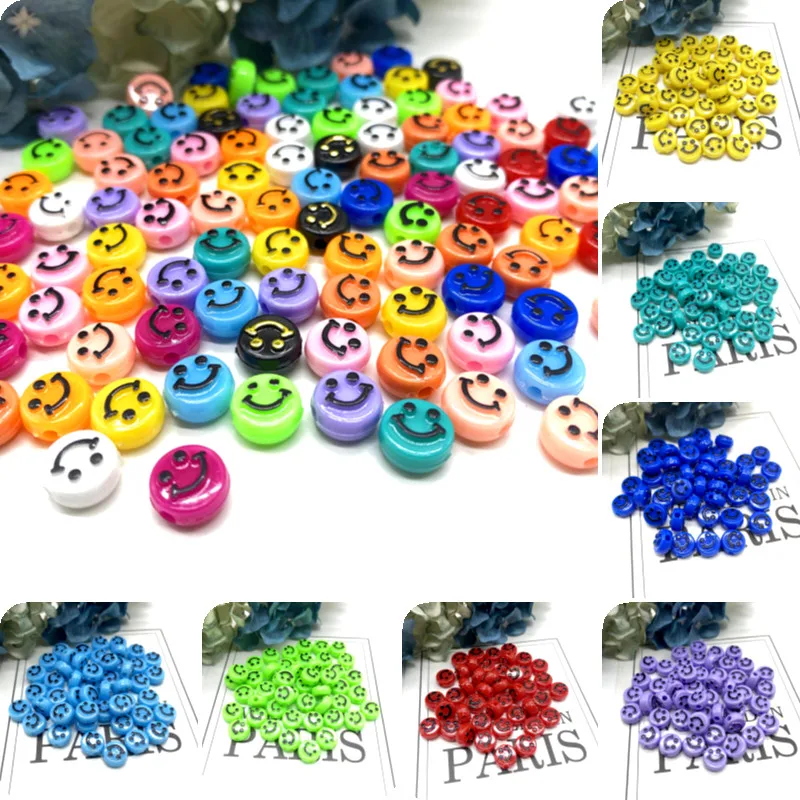 

30Pcs/Lot 10mm Colourful Smiling Face Letter Acrylic Loose Spacer Beads for Jewelry Making DIY Bracelet Necklace Accessories