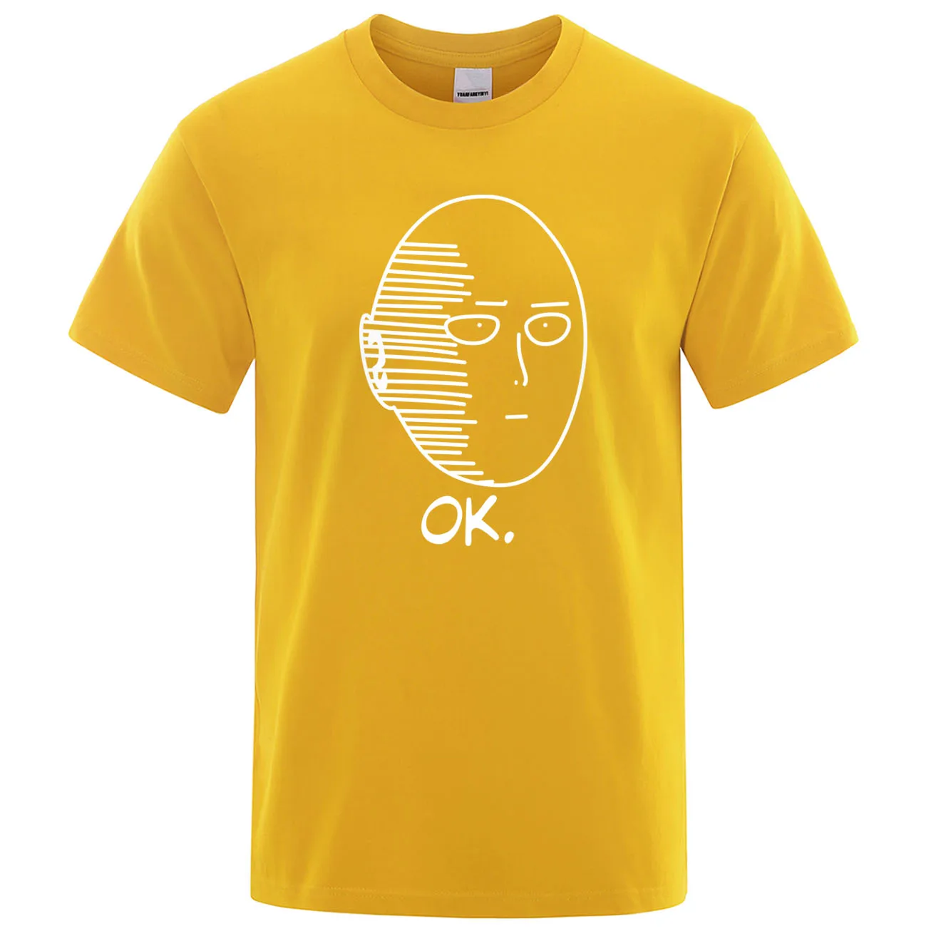 One Punch Man Saitama Sensei Мужская футболка с японским аниме хлопковая футболка Летняя Повседневная футболка с круглым вырезом Мужская Уличная Одежда Harajuku