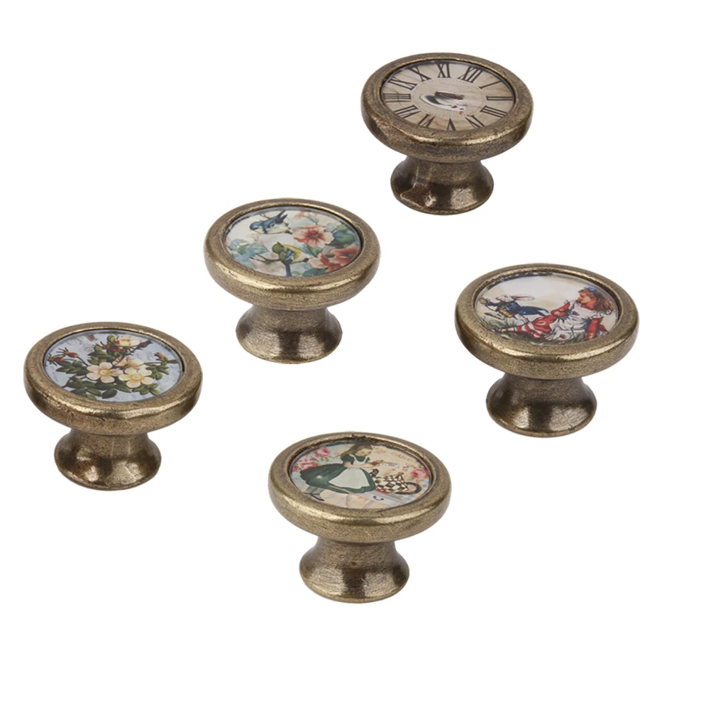 

8 Pieces Vintage Cabinet Door Drawer Bin Handle Pull Knob - Bird And Flowers