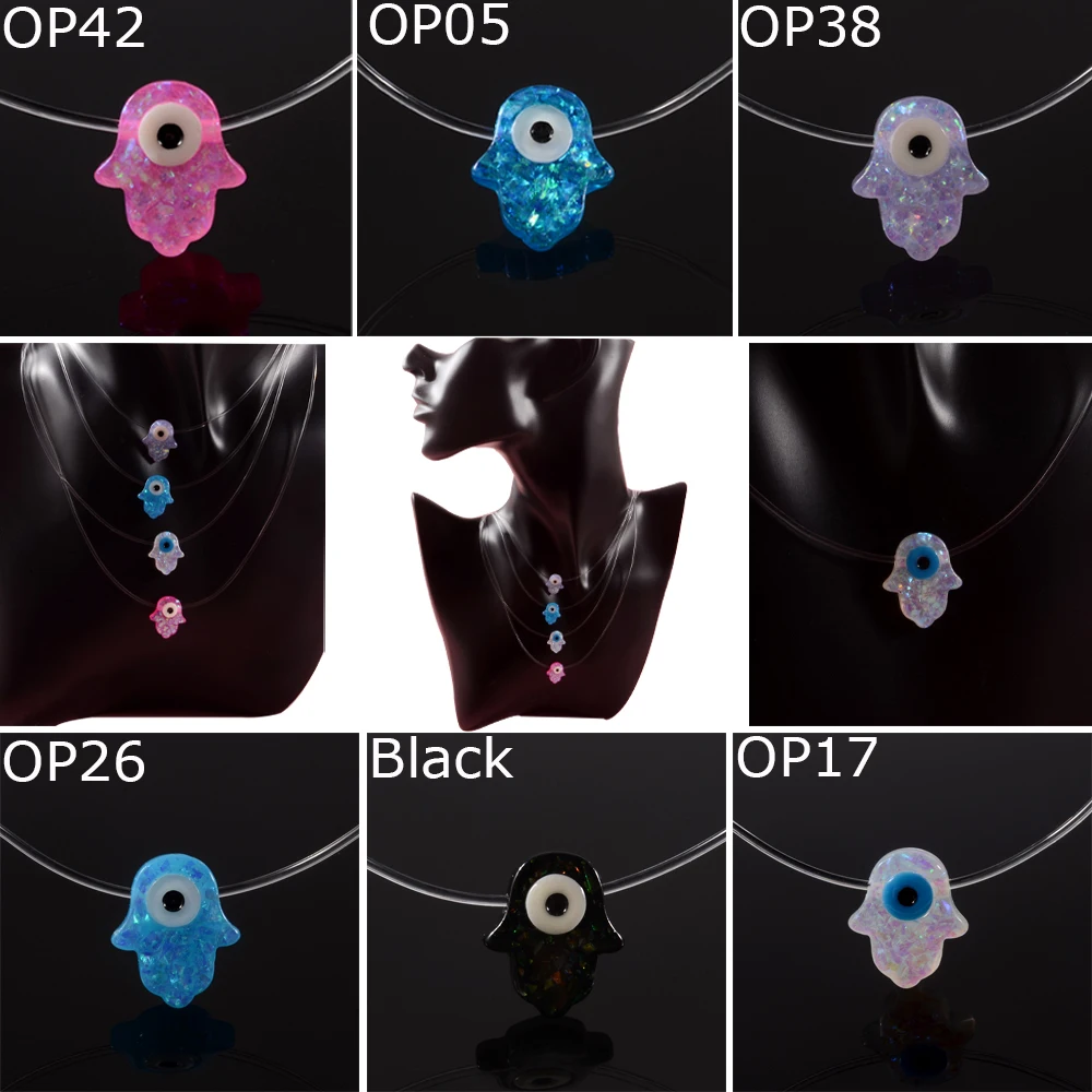 

1PC Opal Demon Eye Fashion Blue White Purple Pendant Necklace Transparent Chain Custom Trendy Jewelry For Cute Gift