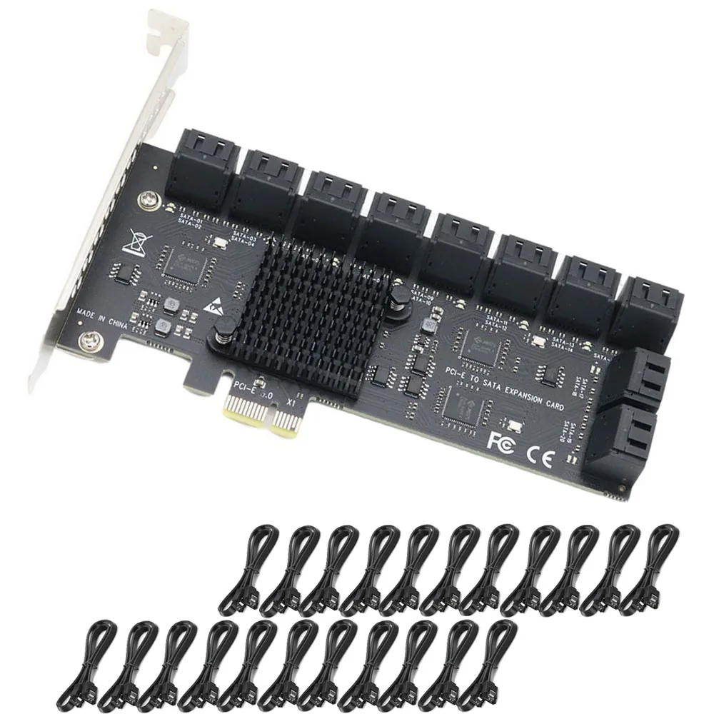 

Плата PCIE SATA, 12/16/20 портов, 6 ГБ, SATA 3,0, плата PCIe, плата расширения контроллера PCIe-SATA, поддержка устройств SATA 3,0