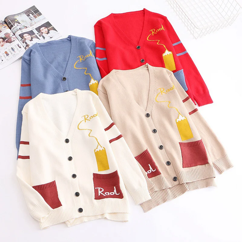 Kawaii girl Women Cashmere Sweater Knitted Cardigan Jumper Coat Cute Long Sleeve Large Size Warm Knit Cardigans |