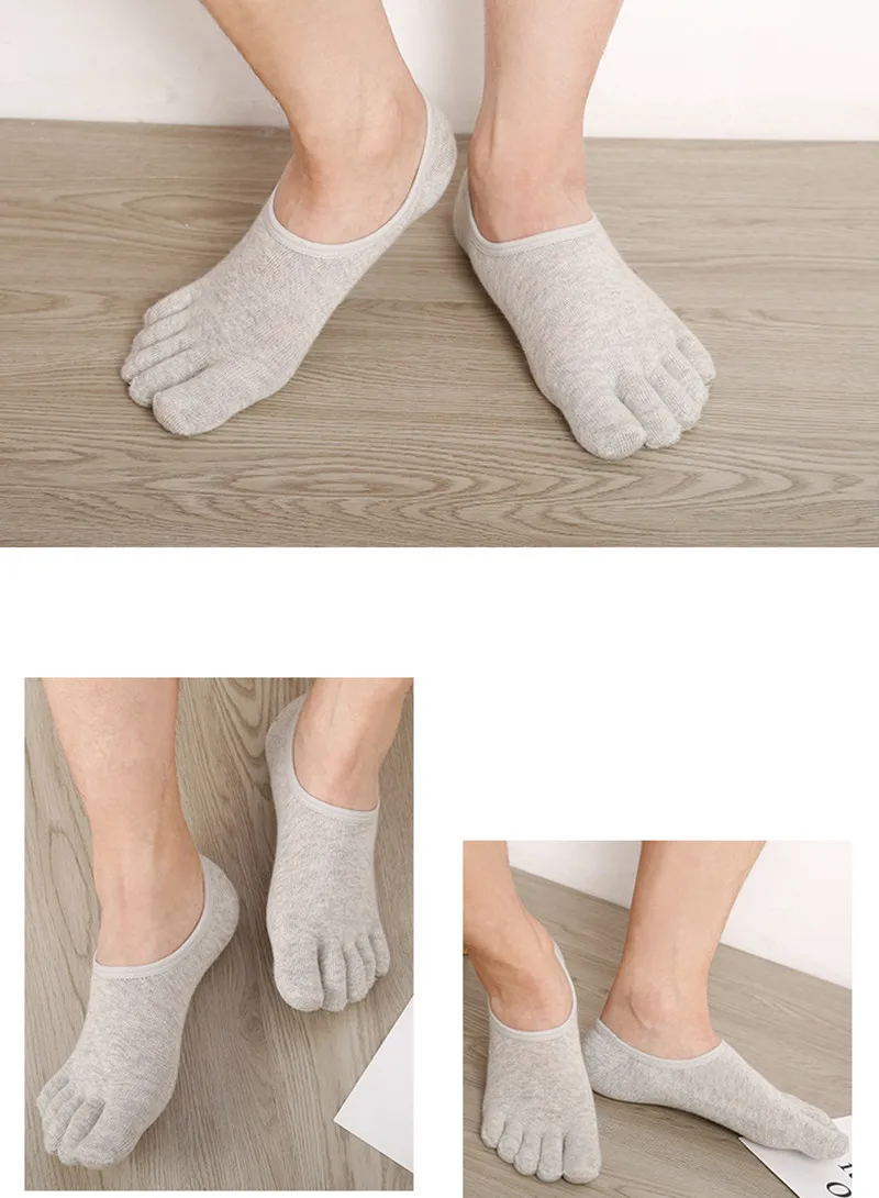 Качественные мужские весенне летние хлопковые носки с пальцами дышащие