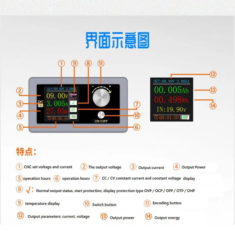 

DC-DC Digital Voltage Controller Up Down Boost Converter Adjustable DC Voltage Regulator Power Supply Module