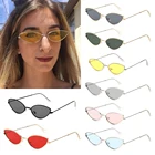Женские Модные солнцезащитные очки кошачий глаз, Ретро металлическая маленькая оправа солнцезащитные очки, летние женские трендовые очки UV400