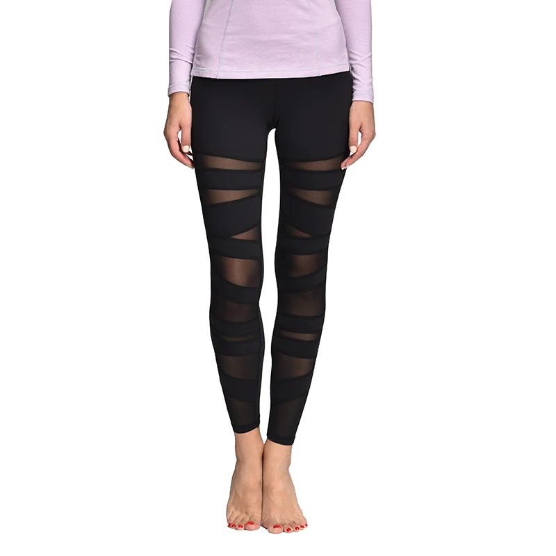 Черные Сетчатые Леггинсы для йоги фитнеса эластичные спортивные штаны