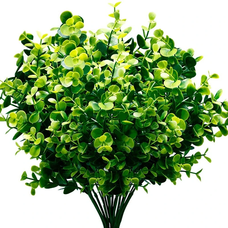 

Искусственные растения, кустарники из искусственного бокса, 6 упаковок, Реалистичная поддельная зеленая листва с 42 стеблями для сада, внутр...
